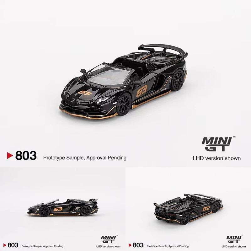 PreSale MINIGT 803 1:64 Aventador SVJ 63 Roadster Nero Aldebaran Diecastรุ่นคอลเลกชันของเล่น