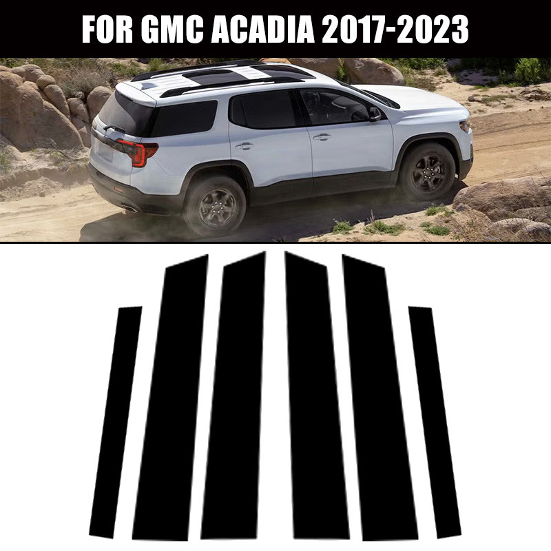 6 ชิ้นสําหรับ GMC Acadia 2017-2023 รถหน้าต่างประตูเสาโพสต์ Trim BC คอลัมน์สติกเกอร์ Decal สีดําอุปกร