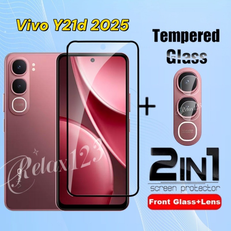 สําหรับVivo Y21d 5G 2025 2IN1 Full Screen ProtectorกระจกนิรภัยสําหรับVIVO Y21D VivoY21d Vivo y21d Y2