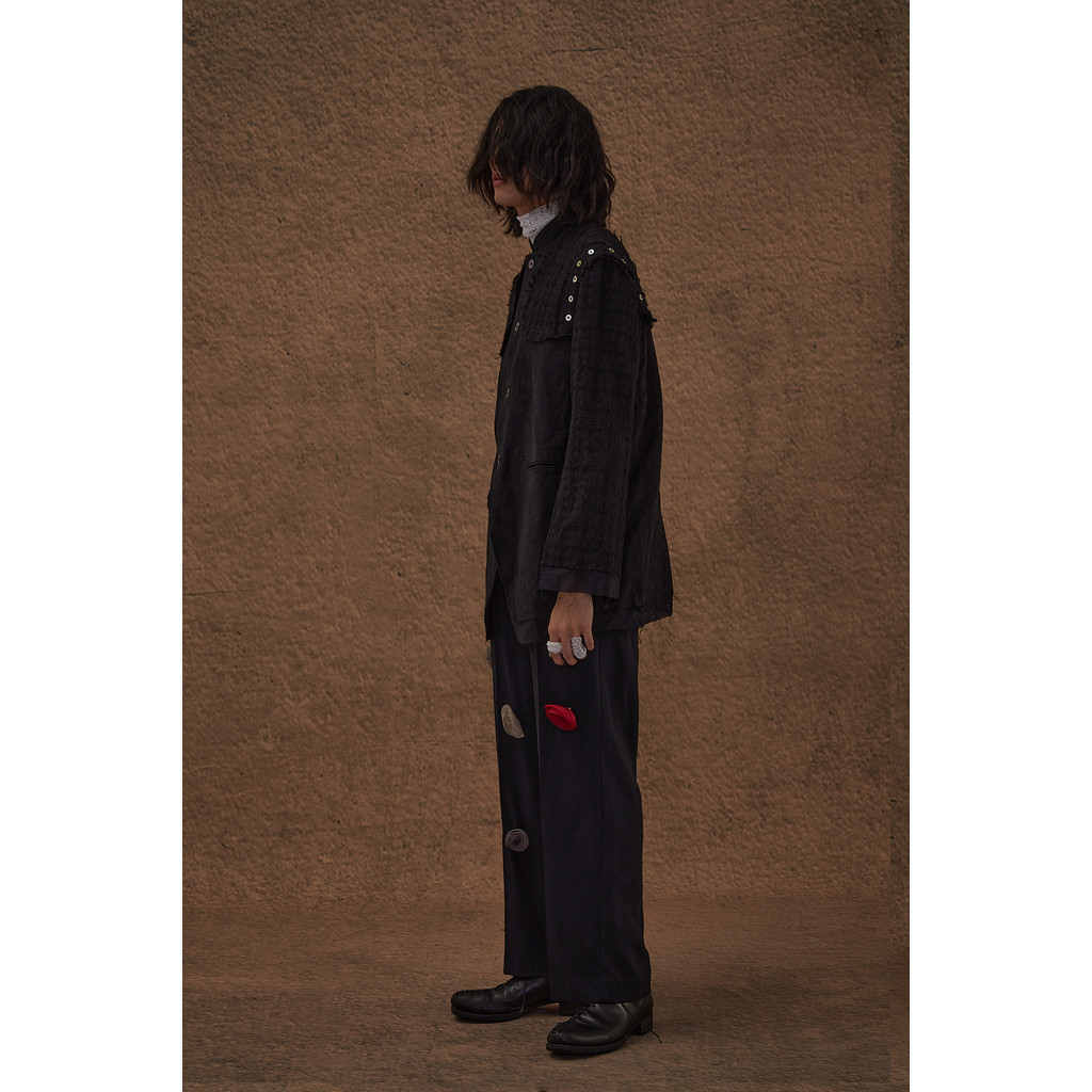 TAM TUAS เกราะไหล่ Tweed Stitching Stand-Up Collar Suit นำเข้าจากอิตาลี