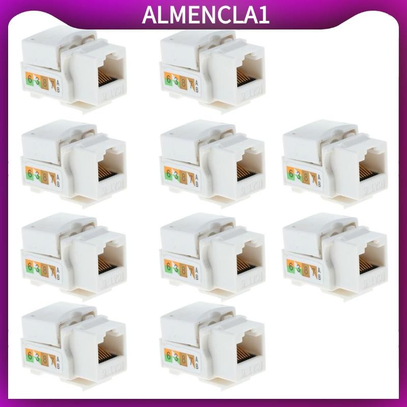 [Almencla1] 10 ชิ้น CAT6 Keystone Jack Module Network Connector Enternet Module-สีขาว