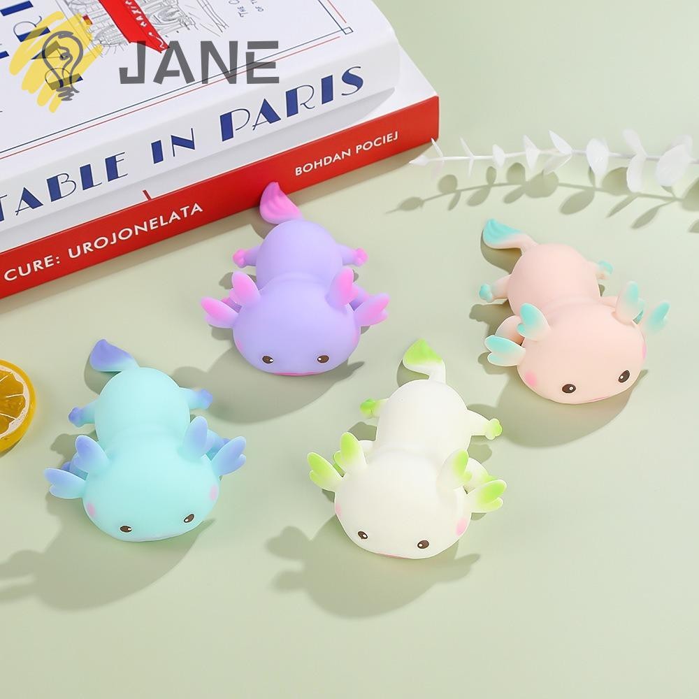 JANE ของเล่นบีบ, ตุ๊กตาอยู่ไม่สุขยืดออกแบบการ์ตูนปลา Squishy ของเล่น, ตลกหลายสีน่ารัก Axolotl ความเค