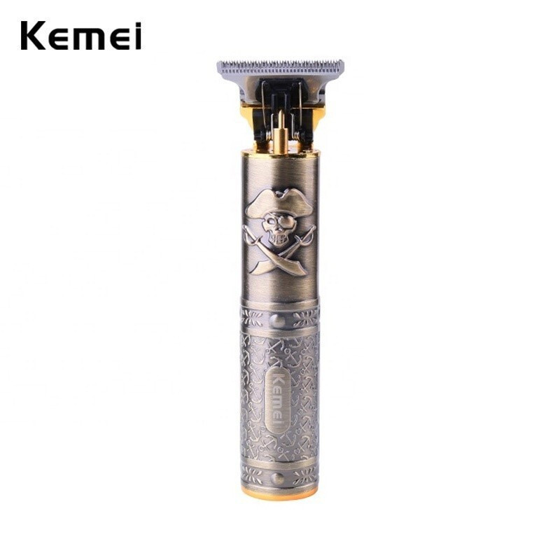 Kemei T9 Professional Hair Trimmer 0MM ไฟฟ้า Clipper Hairstar KM203 โลหะโจรสลัด Body ผมเครา Finishin