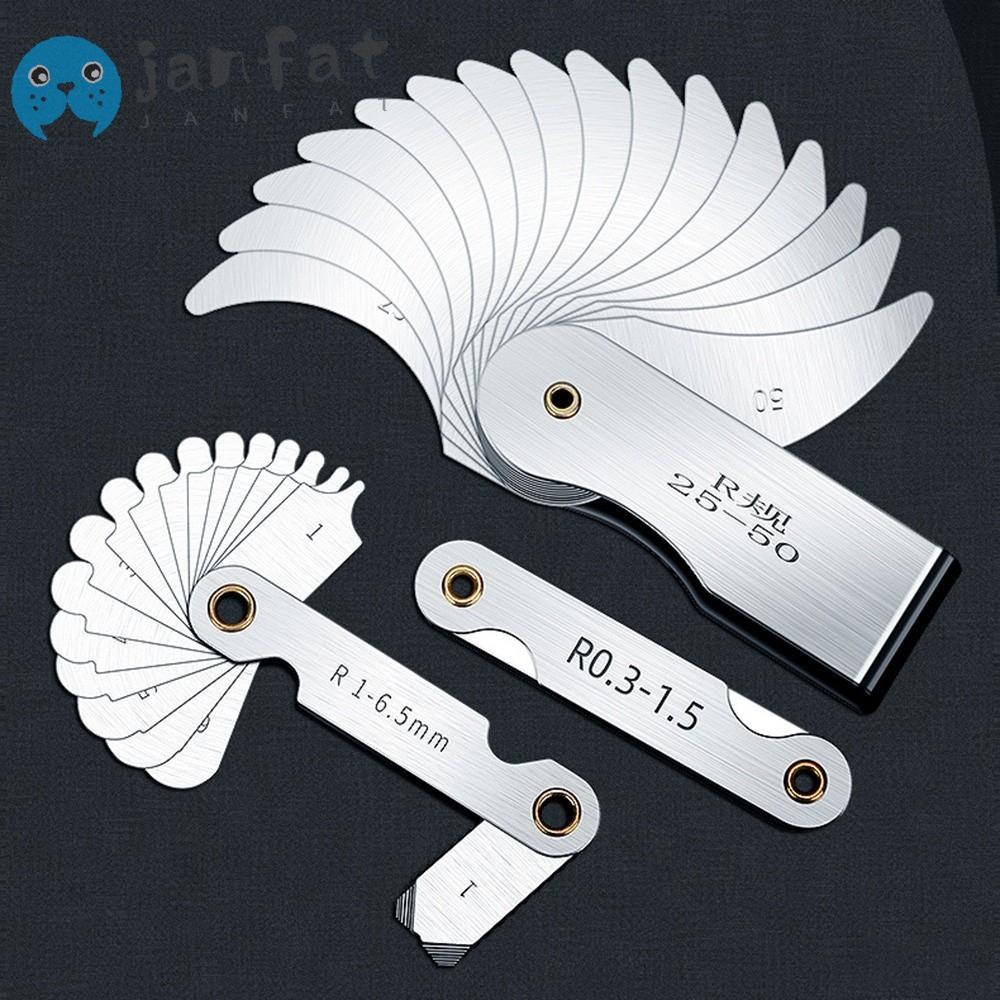 JANFAT Radius Gauge, R0.3-1.5/R1-7/ R7.5-15/ R15.5-25 Arc เครื่องมือวัดตัวอย่าง R Gauge, แบบพกพาสกรู Pitch สแตนเลสรัศมี Fillet Gage สําหรับเครื่องมือและ Die Makers ตรวจสอบ