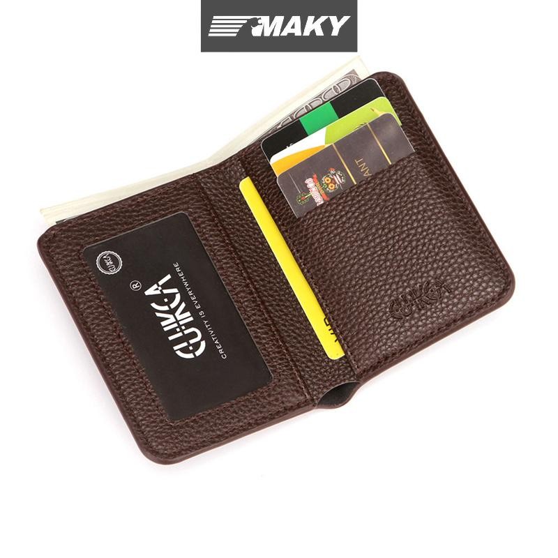 Llph กระเป๋าสตางค์หนัง PU ใบเล็ก ใส่บัตรเครดิตได้ ลายลิ้นจี่ สําหรับผู้ชาย LLP