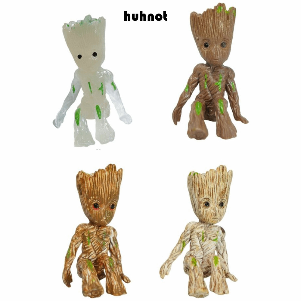 HUHNOT ตกแต่งตู้ปลา, Pvc โมเดิร์นการ์ตูน Groot Tree Man, งานฝีมือ Creative DIY หัตถกรรมถังปลา