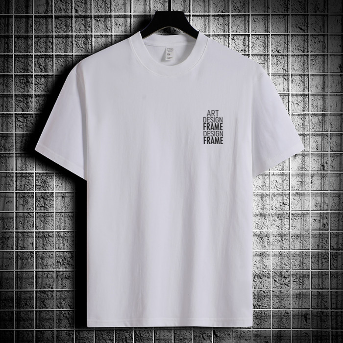 COD 2025 New Pure Cotton White T-Shirt Men Three-needle Men's Short Sleeve Summer 2025 New Loose Stu