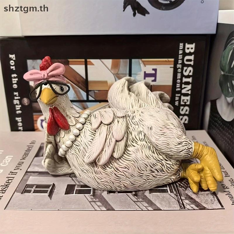 SHZTGM Rustic เรซิ่น Rooster & Hen "ราตรีสวัสดิ์" รูปปั้นไก่รูปปั้นเรซิ่นในร่ม/กลางแจ้งสวนสัตว์Figurine Tabletop Theme Decor