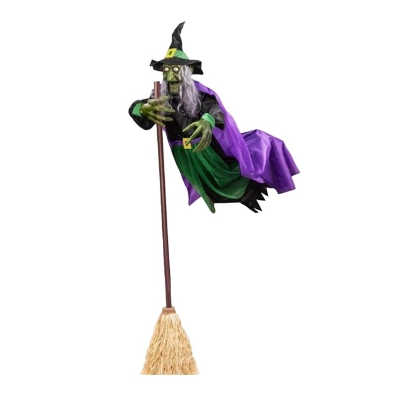 KU *  Animated Floating Witch ตกแต่งสําหรับ Halloween Home Garden Party Supplies