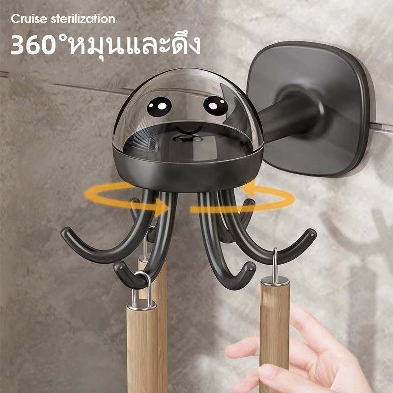 【พร้อมส่ง】ตะขอแขวนเครื่องครัว ABS หมุนได้ 360 องศา 6ตะขอ รับน้ำหนัก ไม่ต้องเจาะ อเนกประสงค์ 1 ชิ้นไม่ต้องเจาะ - รูปที่ 3