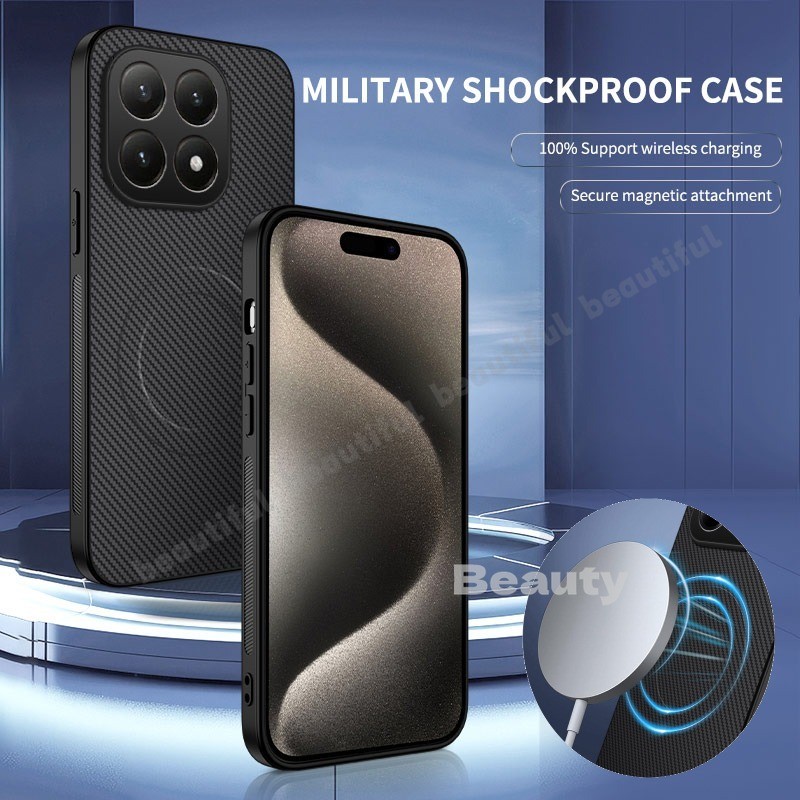 คาร์บอนไฟเบอร์หนังแม่เหล็กสําหรับ Xiaomi 15T 15 14 T Pro 15T Pro 15Ultra 15Pro XiaoMi15T ปลอกกันกระแทกกล้องป้องกันกลับฝาครอบโทรศัพท์สําหรับ XiaoMi15TPro