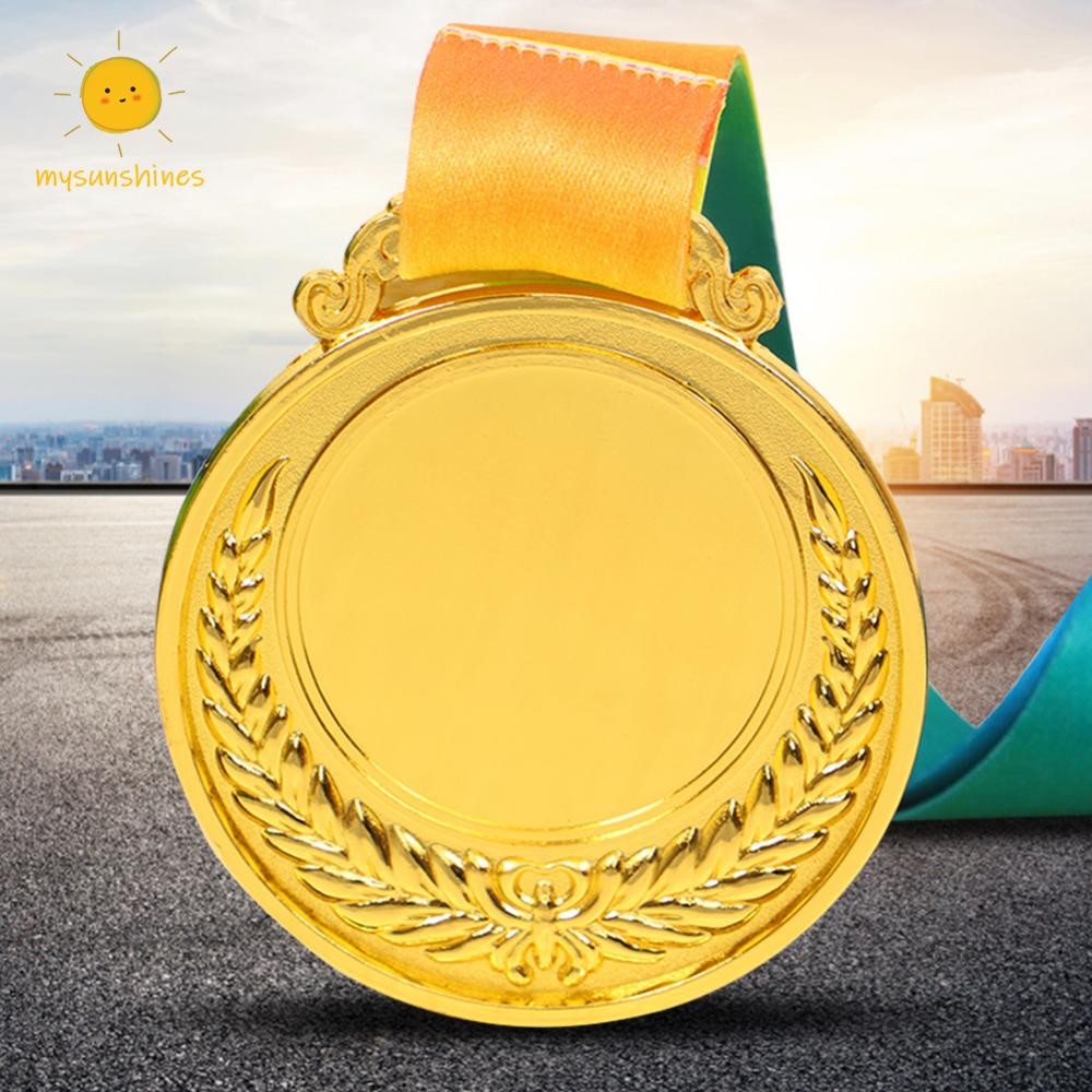 ☀MS 10 ชิ้นทอง/เงิน/เหรียญบรอนซ์รางวัลกีฬาพร้อมริบบิ้นคอนักเรียนรางวัล 5.2 เซนติเมตรการแข่งขันรางวัล