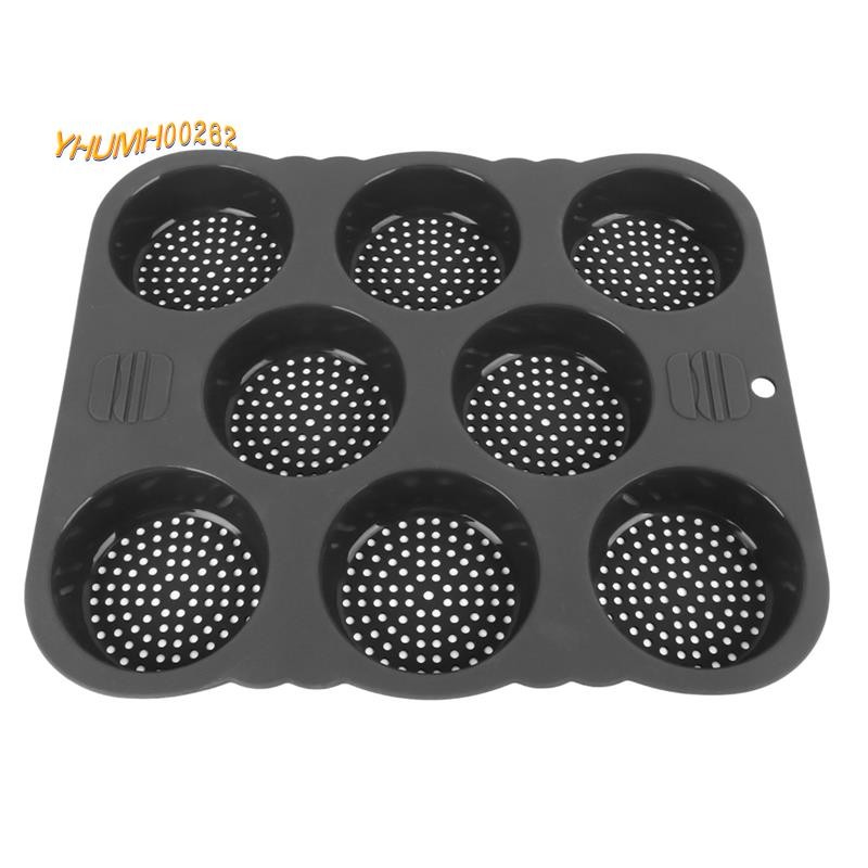 [Bestseller Y2]Hamburger Bun Mold Silicone 8 Cavity Easy Release Hamburger Bun Mold Pan Kitchen Tool
