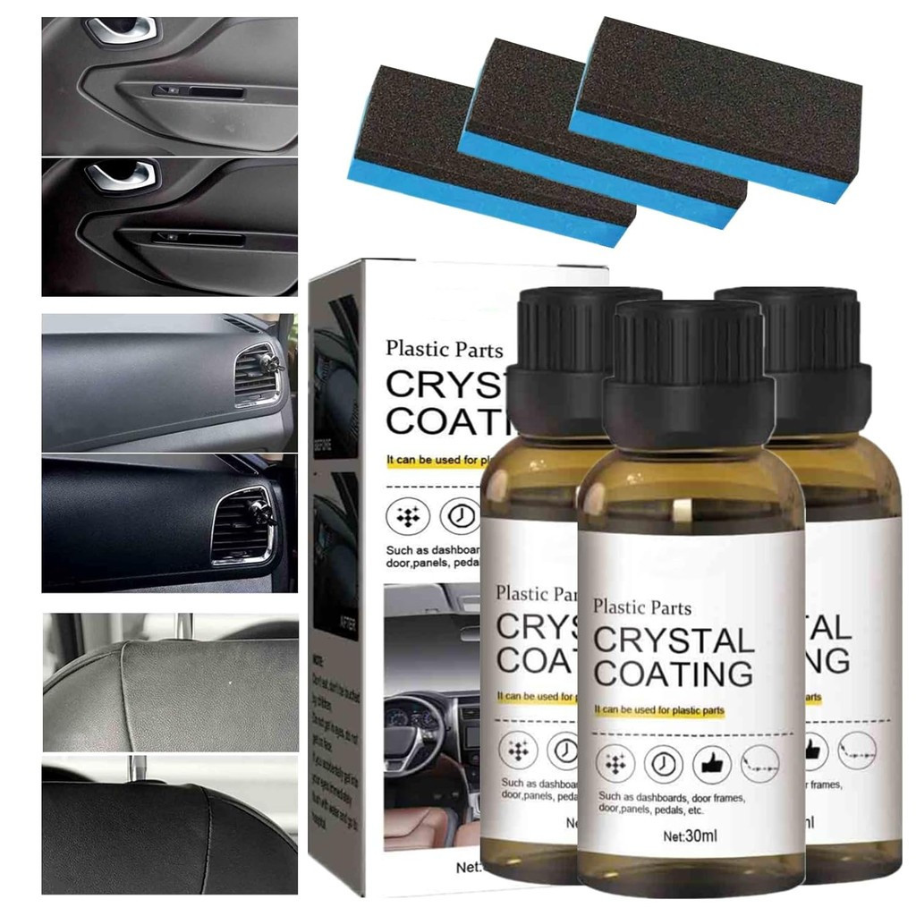Crystal Coating for Car Plastic Parts, Plastic Restorer Refurbish Agent with Sponge, Automotive Exte