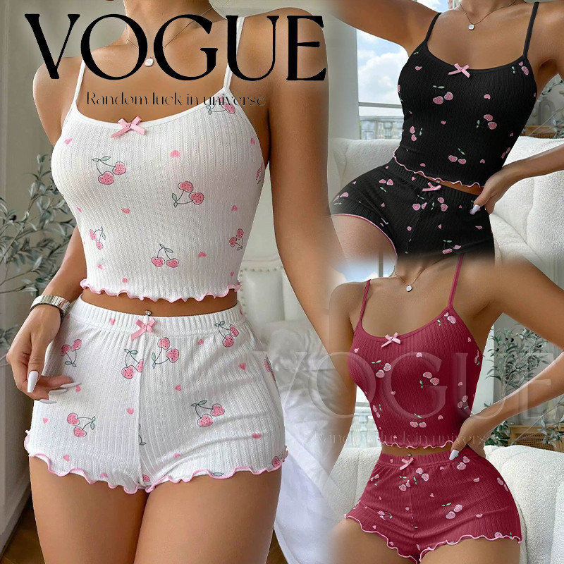 Vogue🌟พร้อมส่ง🌟 ชุดนอนสายเดี่ยว ลูกไม้เสริมฟองน้ำ ใส่ง่าบสบายมาก (FY4193)