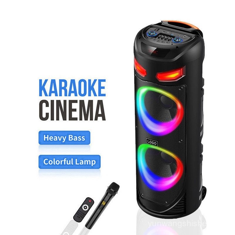 ZQS8237 รุ่นส่วนตัว RGB รูรับแสงสีคู่ 27 ซม.ลําโพงบลูทูธพลังงานสูงกลางแจ้งไร้สาย เค เพลงไมโครโฟน