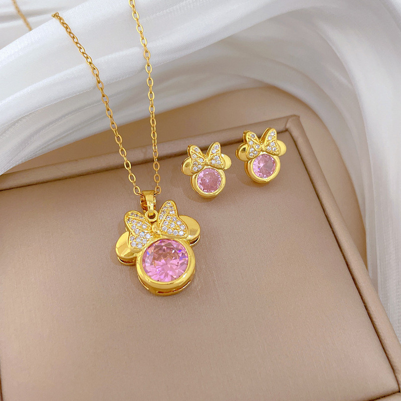 Bowknot Cat Suit Light Luxury Gorgeous Full Diamond Necklace Female All-Match Clavicle Titan