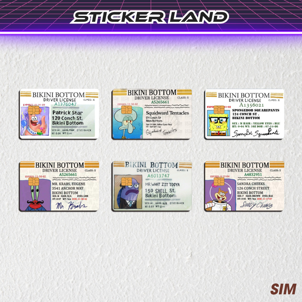สติ๊กเกอร์ Spongebob SIM ATM - สติ๊กเกอร์ไวนิล Emoney Flazz สติ๊กเกอร์การ์ด Land ATM