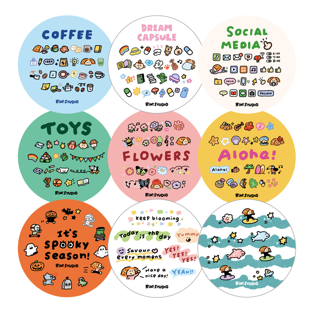 [Lin Hammer] Mini Washi Pull Strip Tape Comic Small Elements Cute Handbook Decorative Sticker Material