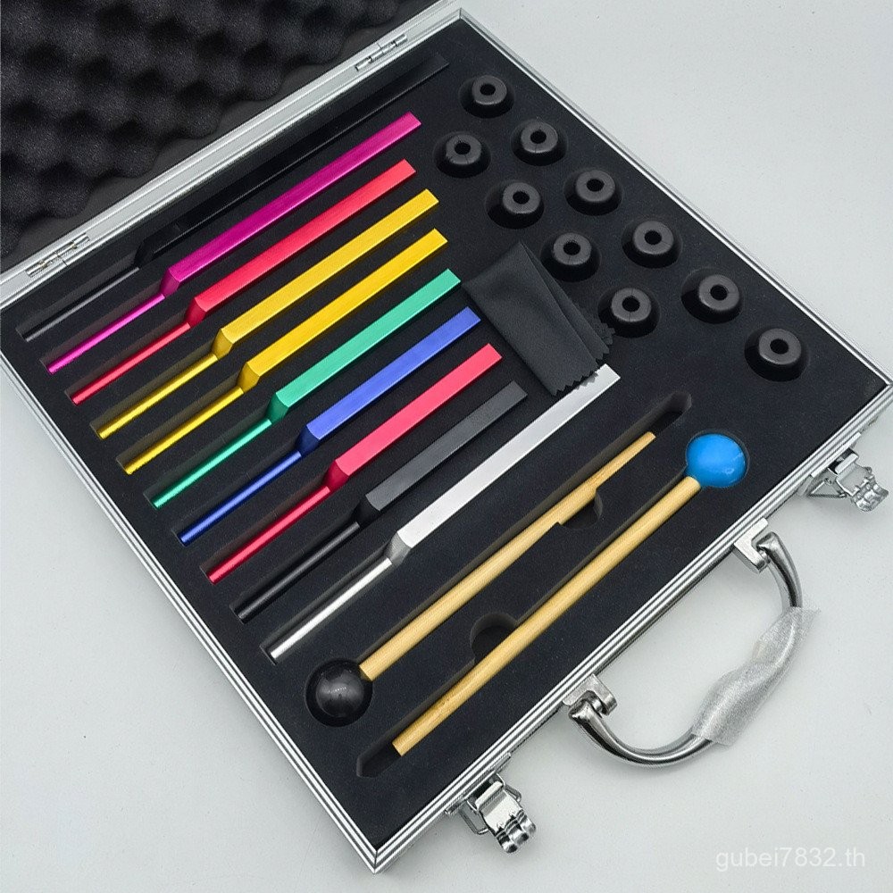 10 ชิ้นชุดอลูมิเนียมอัลลอยด์ส้อมปรับ 174HZ 528HZ ส้อมปรับ 963HZ 432HZ ส้อมปรับฐานรองรับ