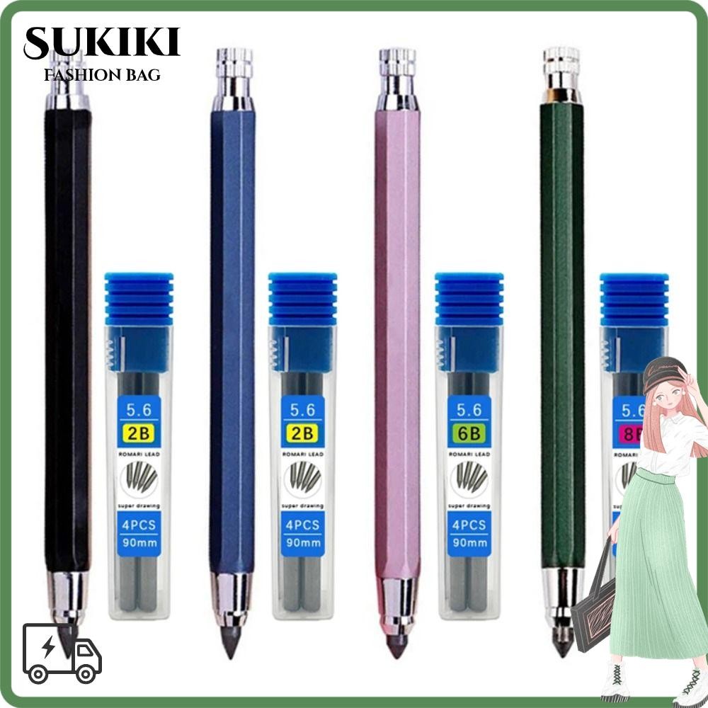 SUKIKI ดินสออัตโนมัติ 5.6 มม.การออกแบบการ์ตูน 2B/4B/6B/8B ดินสอ Refill Sketch การเขียนการวาดภาพเครื่