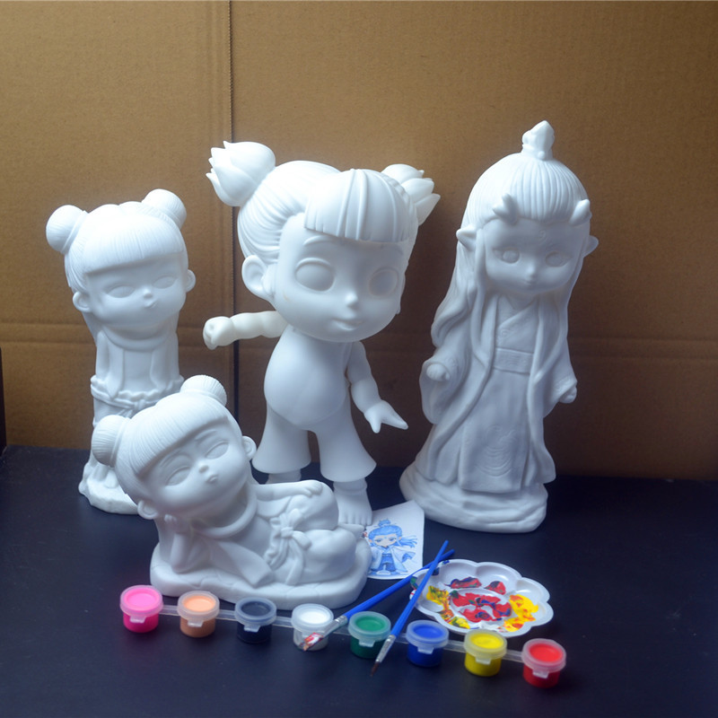 Movie Champion Nezha Model Non-Gypsum Coloring Cartoon Cute Nezha Doll20251008