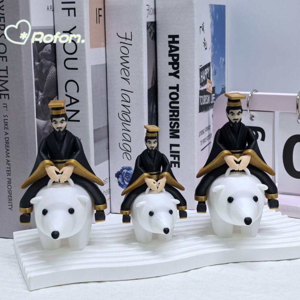 ROFOM จักรพรรดิโบราณขี่รูปหมีขั้วโลก, PLA ตลก Qin Shi Huang ขี่เครื่องประดับหมี, งานศิลปะที่ไม่ซ้ําก
