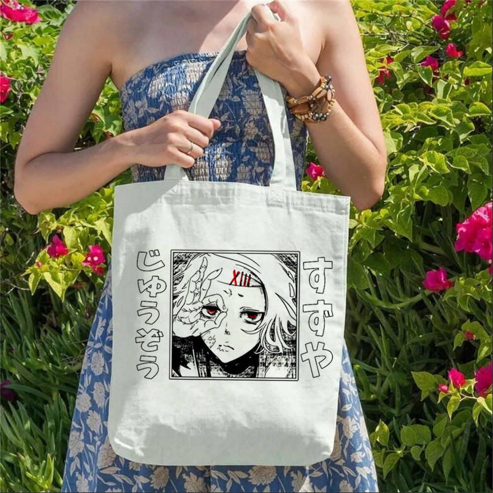 Tokyo Ghoul Kaneki Ken & Suzuya Juuzou กระเป๋าถือแคนวาส พิมพ์ดิจิตอล สำหรับสะสมและใช้งานได้จริง