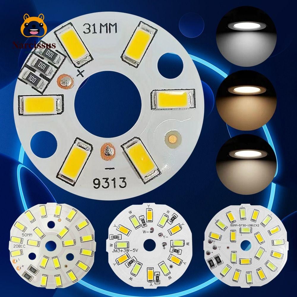 NARCISSUS 5PCS LED Source Chip, สีขาว/วอร์มไวท์ 3W 5W 10W Light-Emitting Diode, Round Light Bead Off