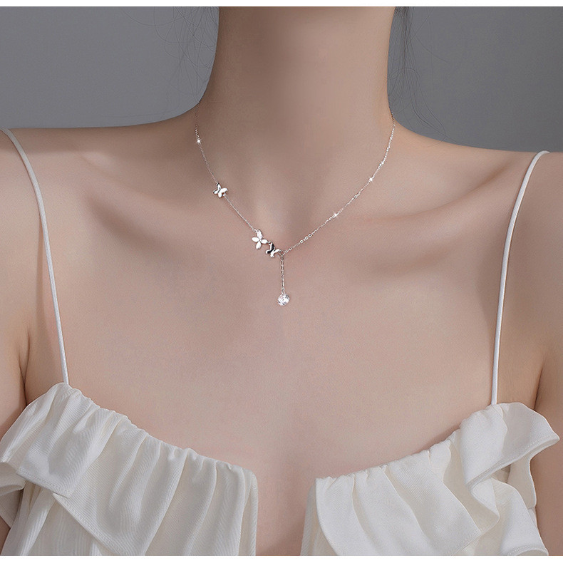 สร้อยคอมุกผีเสื้อสไตล์ใหม่ s999 เงินสเตอร์ลิง ปรับได้ คุณภาพสูง #XL1010