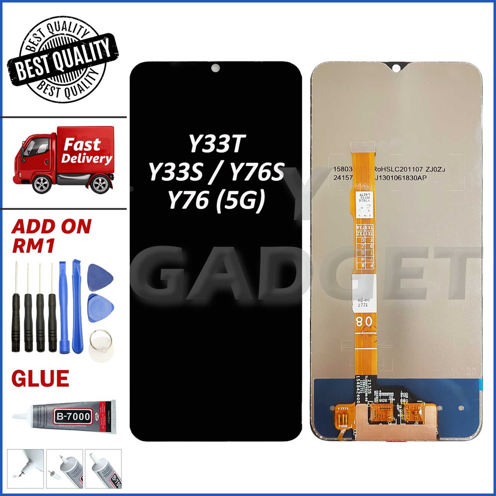 หน้าจอสัมผัส LCD DIGITIZER เข้ากันได้กับ VV Y33T / Y33S / Y76S / Y76 (5G) / Y74S