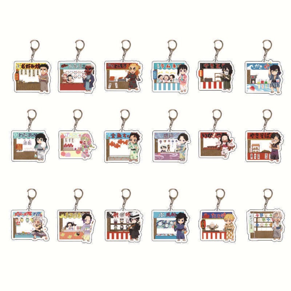 Demon Slayer อะนิเมะอุปกรณ์ต่อพ่วงอะคริลิค KeyChain Kamado Tanjirou Nezuko Hashibira Inosuke Agatsum