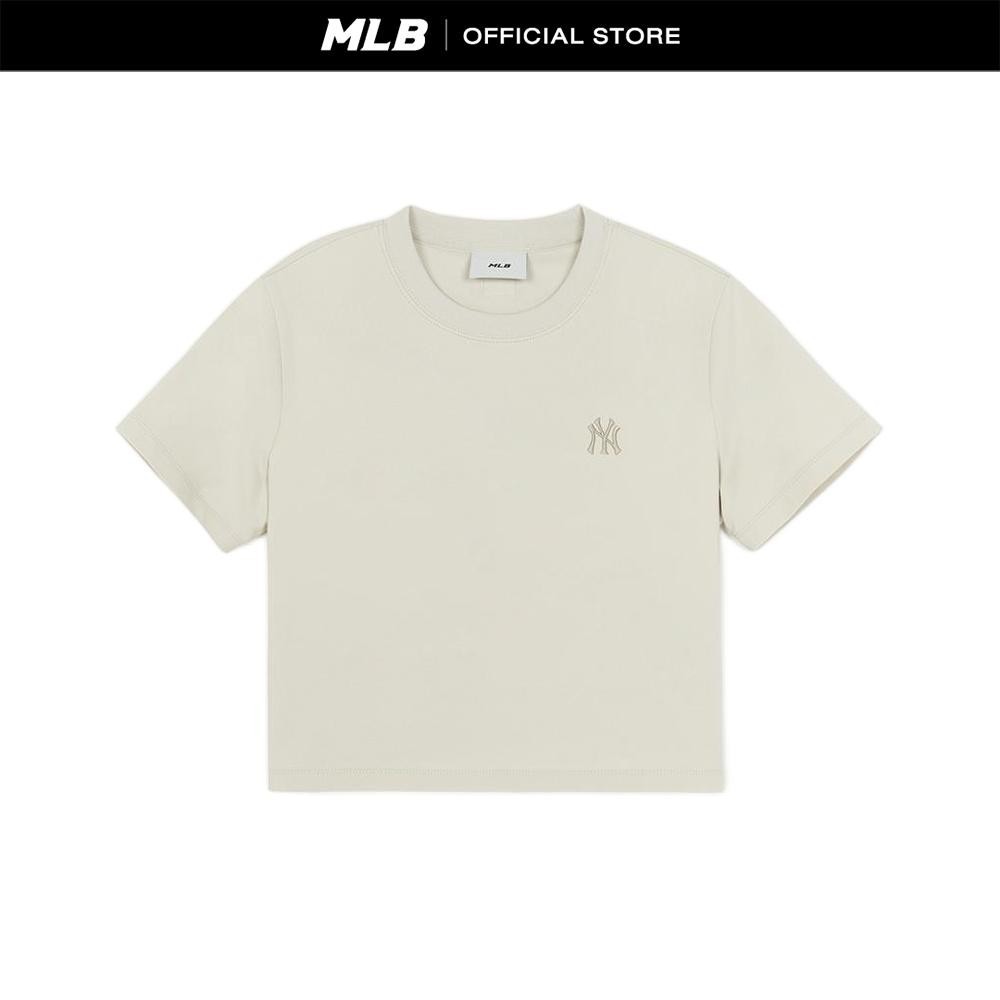 MLB เสื้อยืด ผู้หญิง Women'S Basic Small Logo Slim Crop T-Shirts รุ่น 3FTSB6253 50SAP สีแซนด์