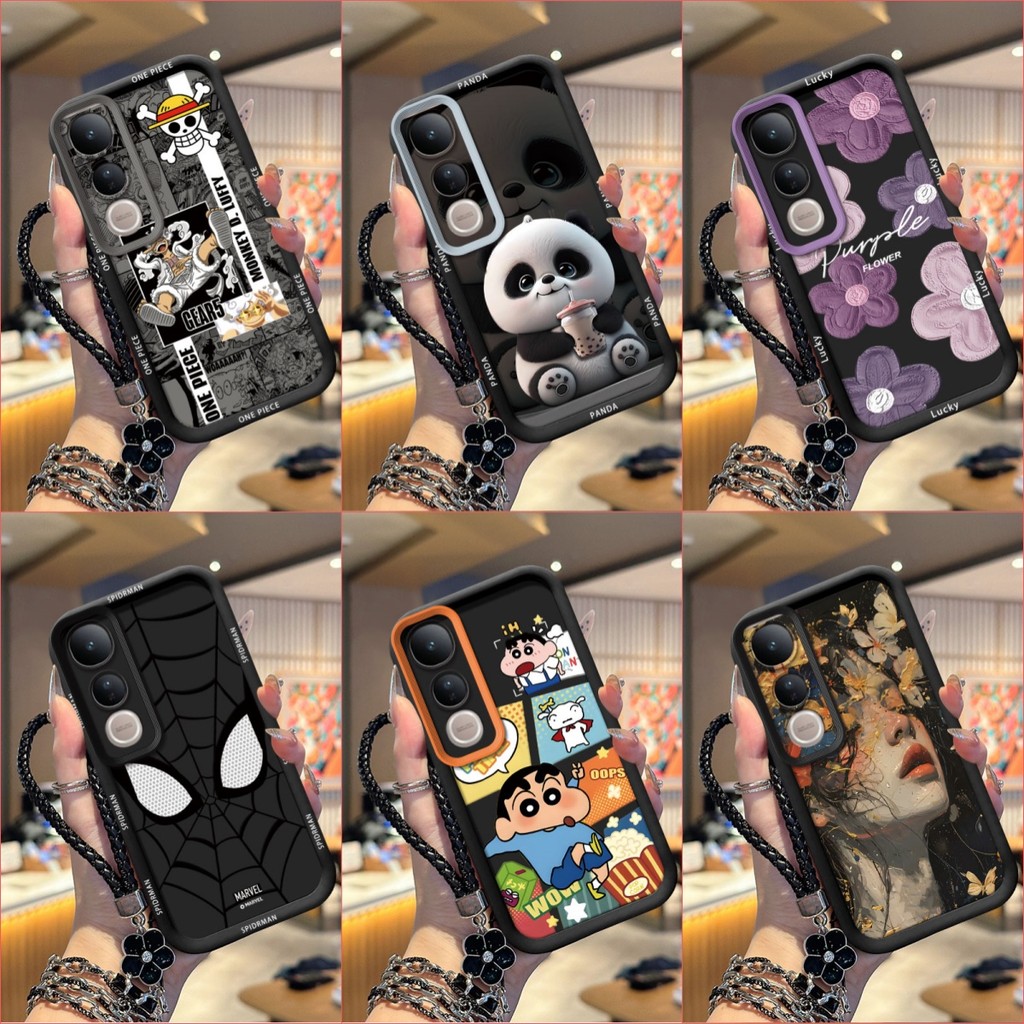 เคส VIVO V50 Lite เคสโทรศัพท์ซิลิโคนอ่อนนุ่มเทรนด์ภาพสีดํา TYHS