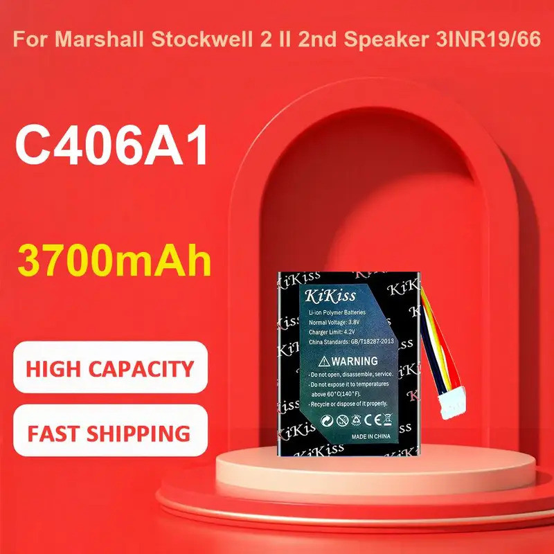 แบตเตอรี่ KiKiss สําหรับ Marshall Stockwell 2 II 2nd ลําโพง 3INR19/66,C406A1,3700mAh