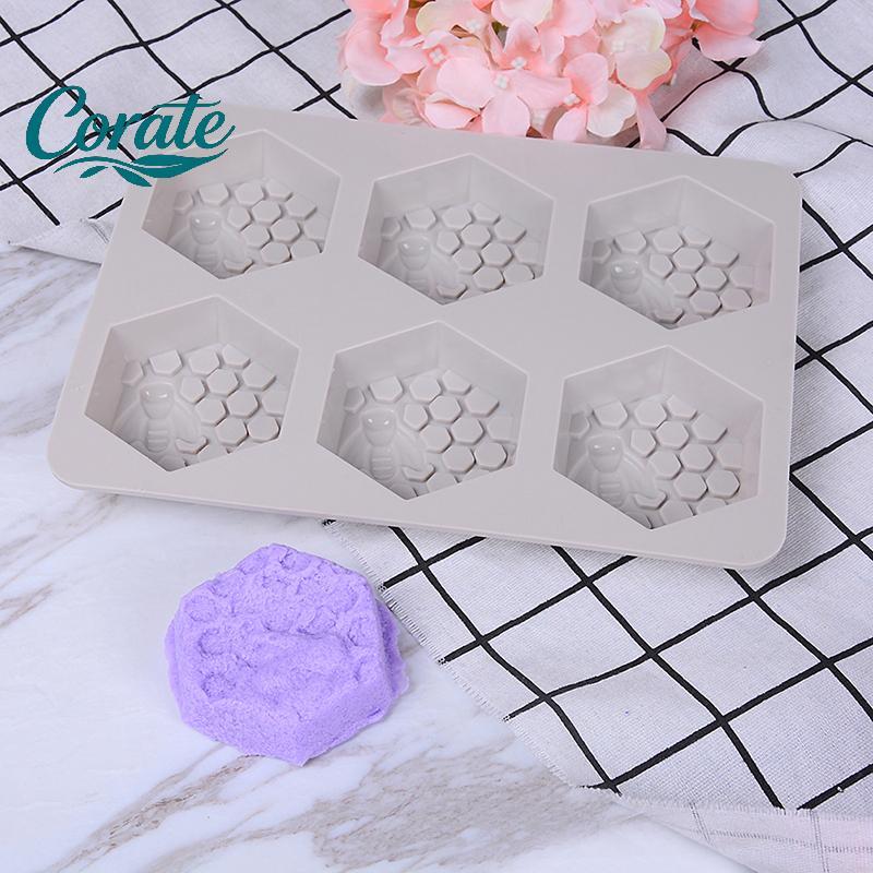 [Crate] 1 Pc 6 Cavity Silicone Bee Hive Decor สบู่ทํามือ Mould Resin Mold