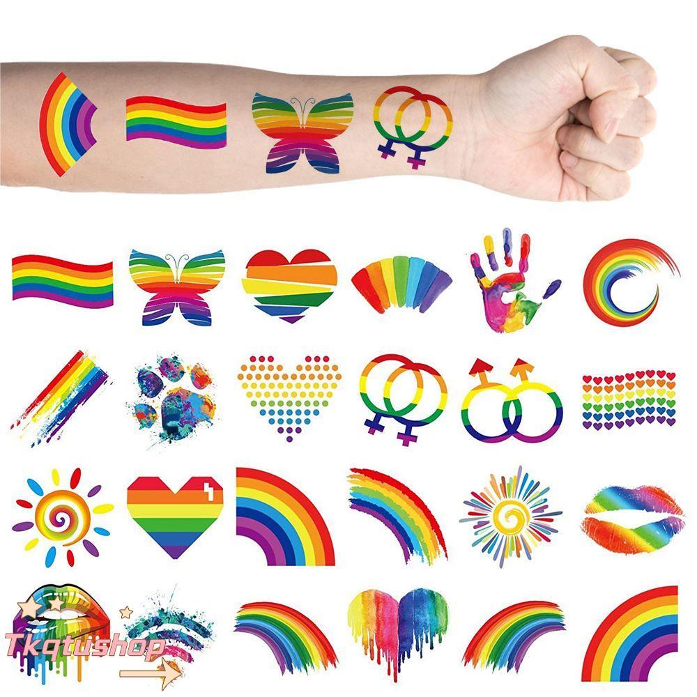 IMIHAN1 12PCS แขนปลอม Tattoo Pride Festivals กันน้ําผีเสื้อสติกเกอร์ใบหน้า