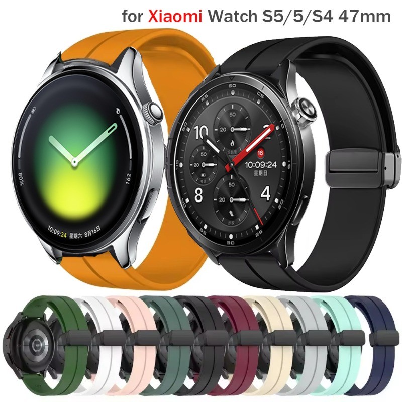 22 มม.ซิลิโคนแม่เหล็กสําหรับ Xiaomi นาฬิกา S5 46 มม.สร้อยข้อมือสําหรับ Xiaomi นาฬิกา 5/S4 47 มม./S3/S2/S1/Redmi นาฬิกา 5Active/Lite Band