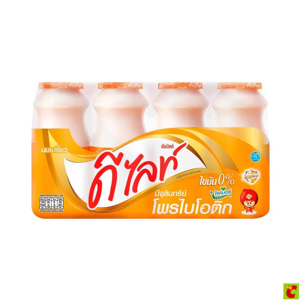 ดัชมิลล์ ดีไลท์ นมเปรี้ยว สูตรเคซีไอ ผสมไฟเบอร์อินูลิน 150 มล. x 4 ชิ้น