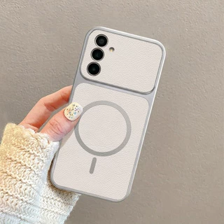 INS เคสไอโฟน for Samsung A07 A17 A56 A55 A54 A36 A16 A05S S23 S24 S25Ultra S25FE สไตล์มินิมอล หรูหรา วัสดุหนังแกะผสม