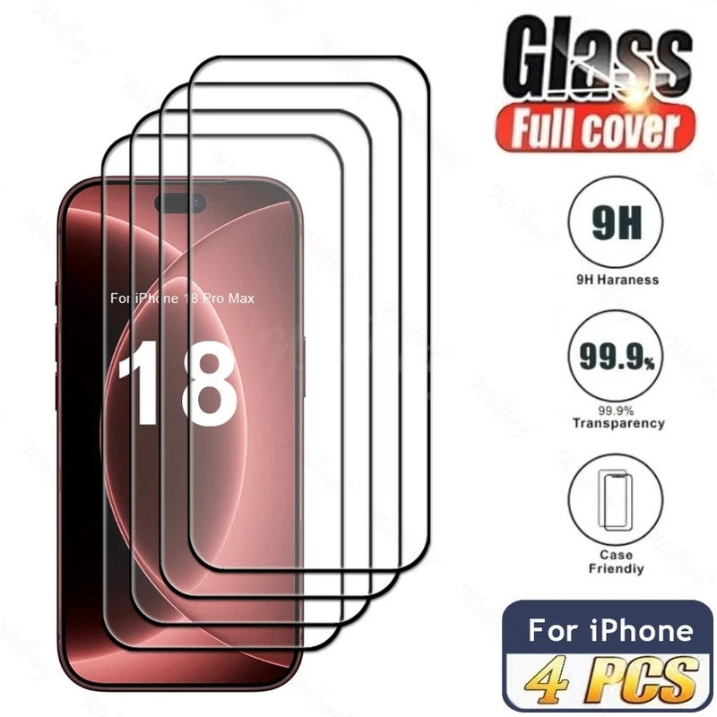 4 PCS กระจกนิรภัยสําหรับ iPhone 18 Pro Max กระจกป้องกันฟิล์มสําหรับ iPhone 18 Pro Max ป้องกันหน้าจอฟ