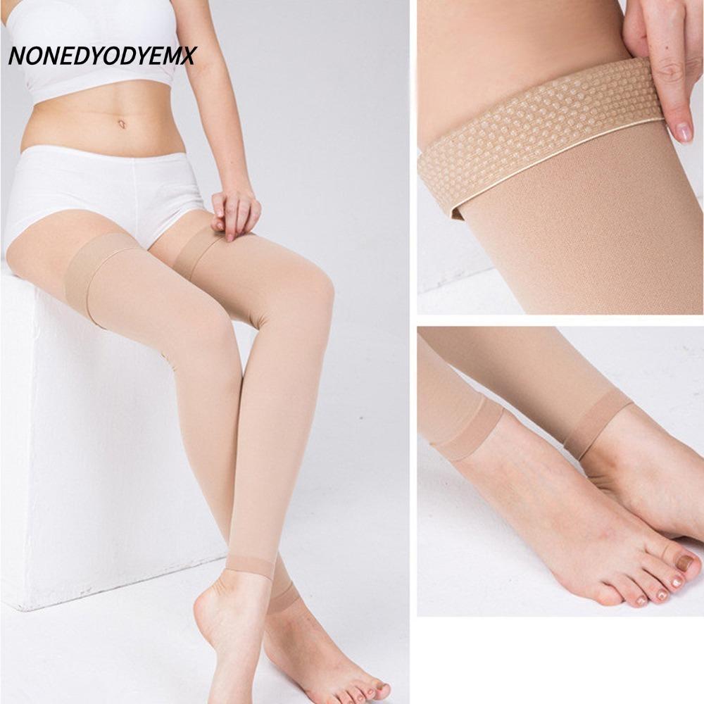 NONDYOMX 1 คู่ต้นขาถุงน่องการบีบอัดสูง,เปิดนิ้วเท้าพร้อมแถบซิลิโคนสําเร็จการศึกษาถุงน่องความดัน,แน่น 20-30 mmHg ยืดหยุ่นสูงการบีบอัดรั้งห่อผู้หญิง