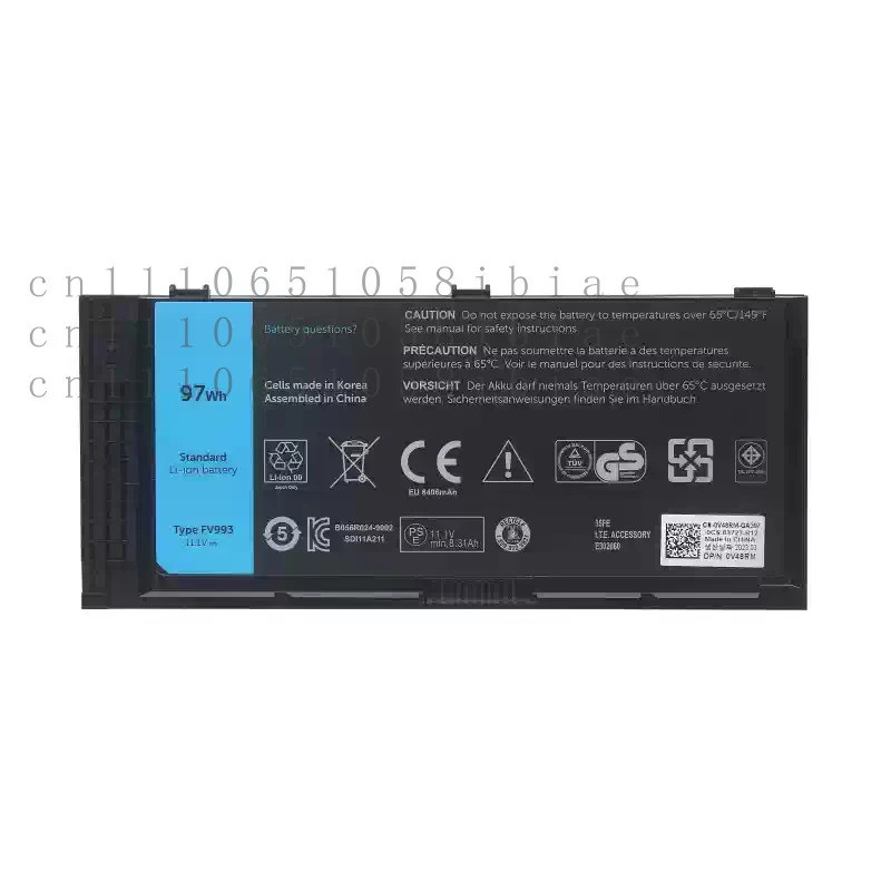 FV993 11.1V 97Whแบตเตอรี่สําหรับDELL Precision M6600 M6700 M6800 M4800 M4600 M4700 Series FJJ4W T3NT