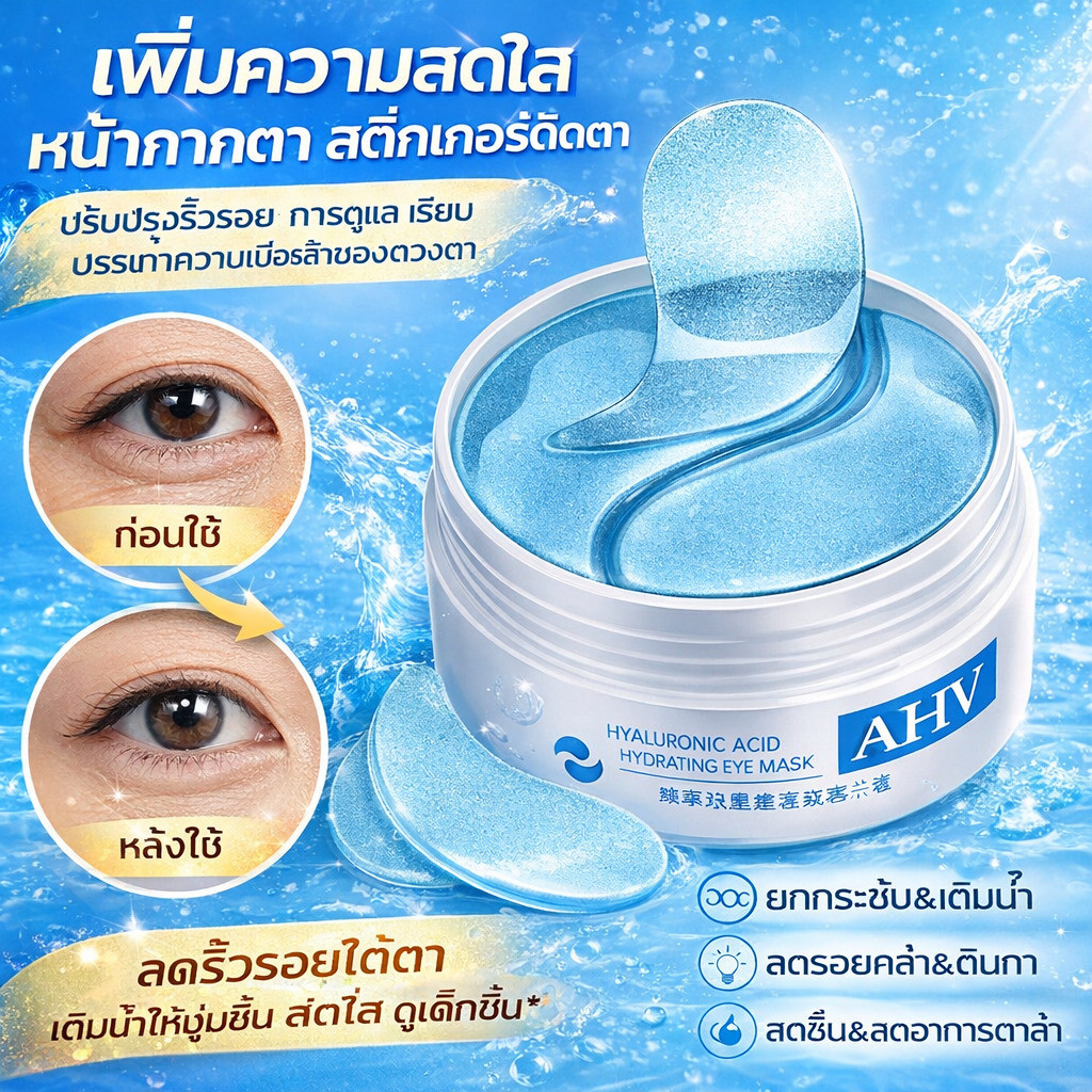 แผ่นมาสก์ตาไฮยาลูรอนิคให้ความชุ่มชื่นสำหรับตา/เพื่อเพิ่มความสดใส, ปรับปรุงริ้วรอย, บรรเทาความเมื่อยล้าของดวงตา/ลดรอยดำ