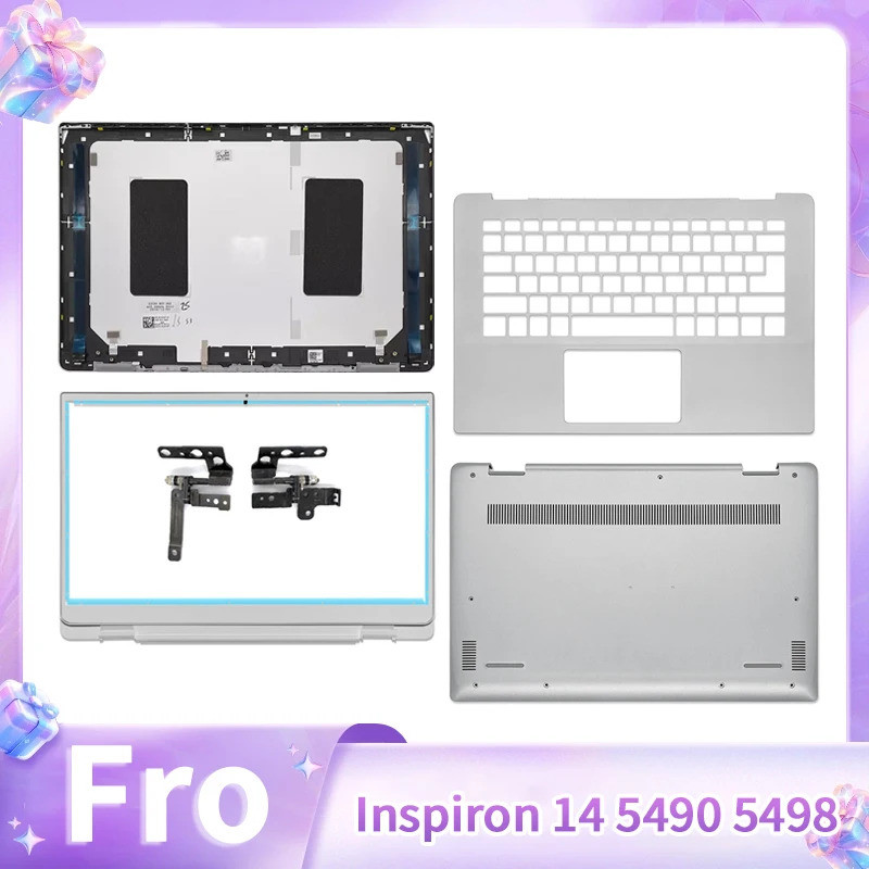 * ใหม่สําหรับ Inspiron 14 5490 5498 LCD ปกหลังบานพับด้านหน้า Palmrest Top Lower ด้านล่างกรณี Housing