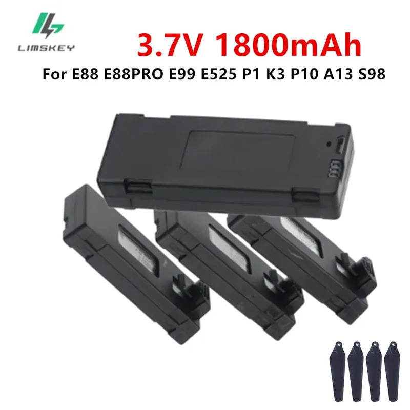 E88 RC Drone แบตเตอรี่และ Charger, 3.7V 1800 mAh แบตเตอรี่ Lipo สําหรับ E88 E88PRO Ls-E525 E525 PRO 