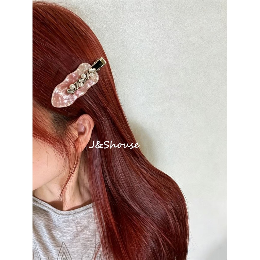 KF1353 สาวเกาหลีแฟชั่นอะซิเตท rhinestone มุกไร้รอยกิ๊บกิ๊บติดผมสําหรับแต่งหน้าผู้หญิงเครื่องประดับผม