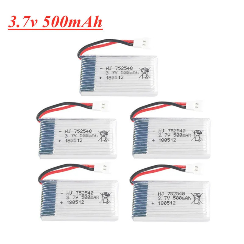 3.7V 500mAh 752540 แบตเตอรี่ Lipo สําหรับ Syma X5C X5C-1 X5 H5C X5SW M68 CX-30 K60 905 V931 RC Quadc