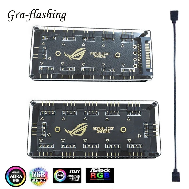 5V 12V 3 4 Pins RGB Connector 4pin 3pin RGB Wire Splitter สายสําหรับพัดลมคอมพิวเตอร์เมนบอร์ด AURA RG