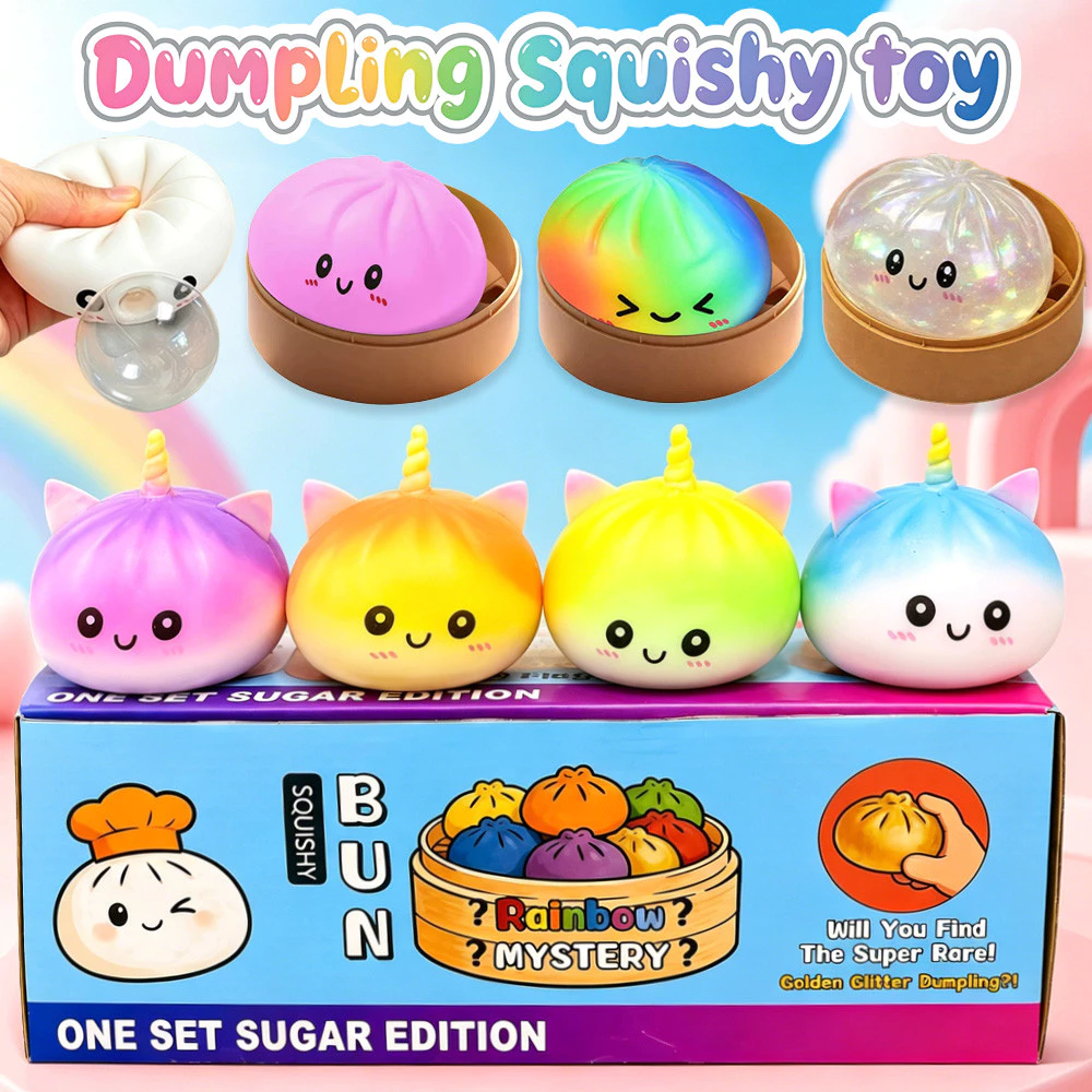 น่ารักยูนิคอร์น Dumpling Squishy ของเล่นกล่องตาบอดสุ่มไล่โทนสีนิ้ว Fidget ของเล่นสําหรับเด็กผู้ใหญ่